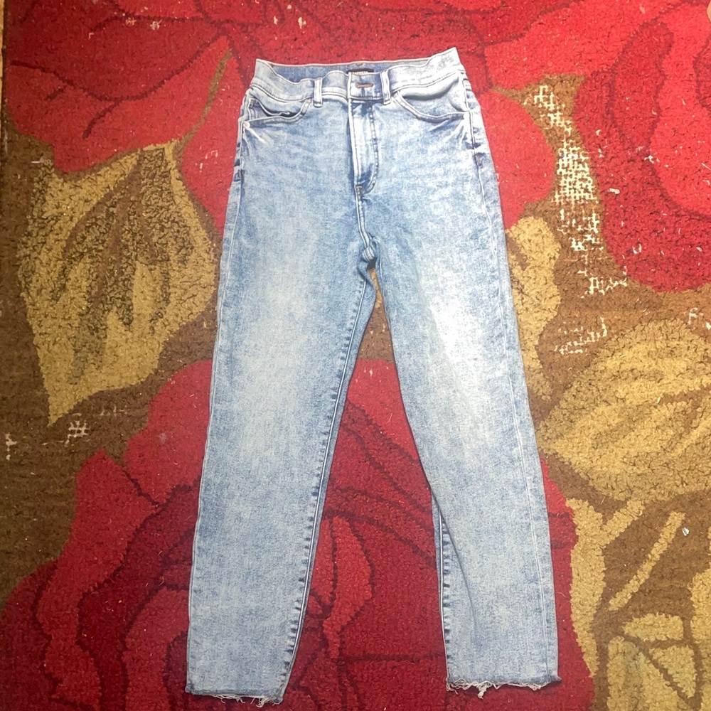Express Light Wash Women's Skinny Jeans High Waisted 8L Long